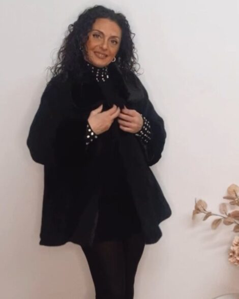 Κάπα με γούνα Μαύρο, One Size